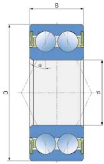 Чертёж: Двухрядный радиально-упорный шариковый подшипник 3205 B.2RS1 FKL
